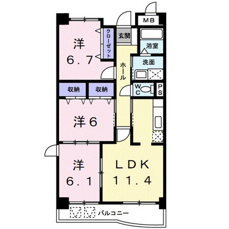 グラースアンジュⅠの物件間取画像